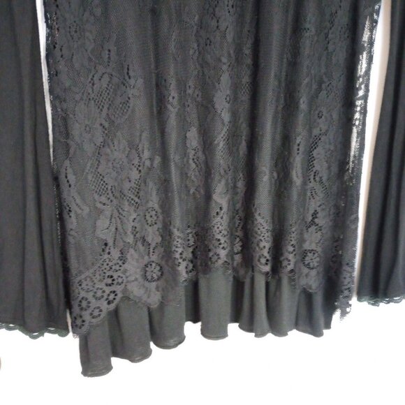 Altar'd State Black Lace Overlay Bell Sleeved Tunic Blouse - Picture 4 of 10